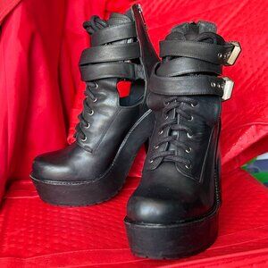 Jeffrey Campbell “Charita 2” Platform Combat Boot with Cutouts (W US9)